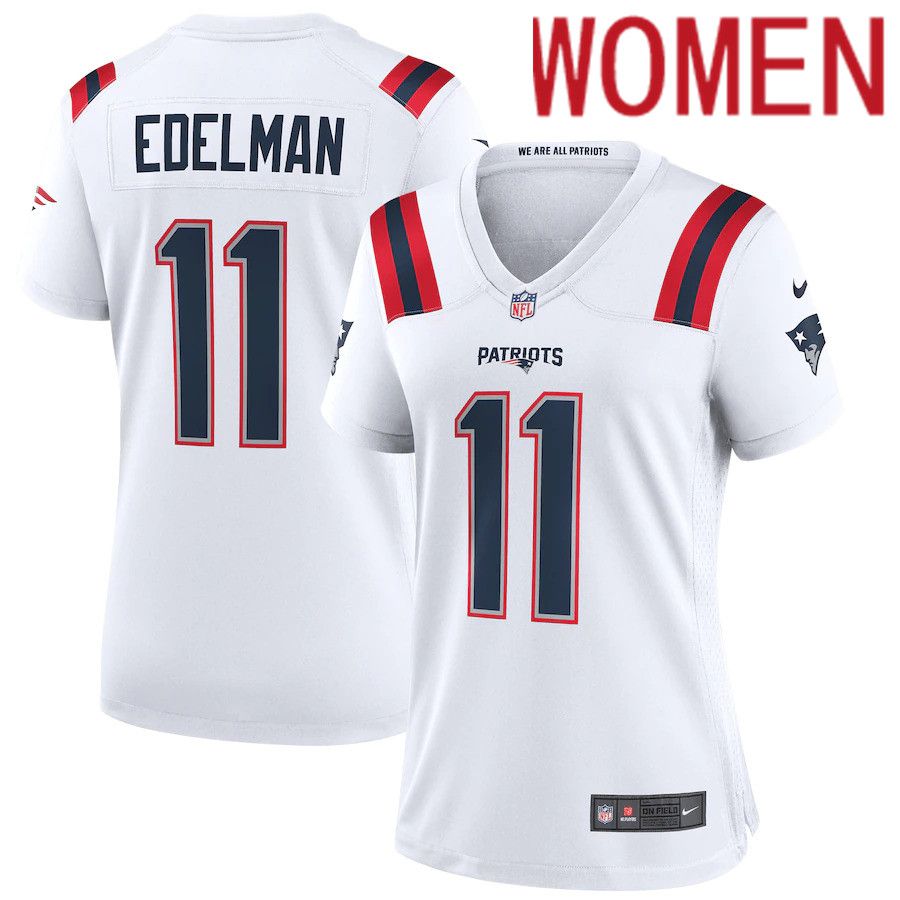 Women New England Patriots 11 Julian Edelman Nike White Team Game NFL Jersey